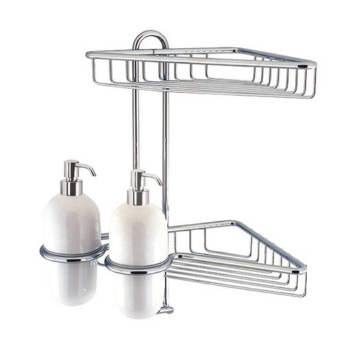 Additional image for Corner Wire Basket With Ceramic Dispensers (Chrome).