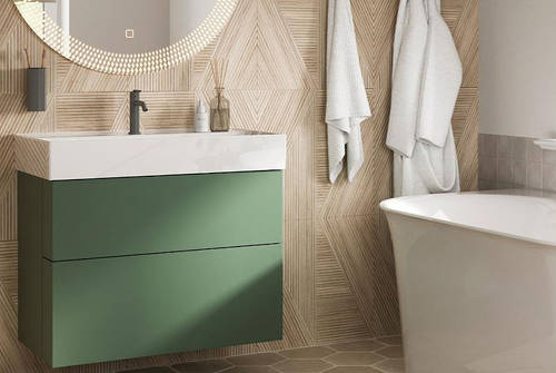 Additional image for Wall Hung Vanity Unit With Basin (600mm, Green, 1TH).