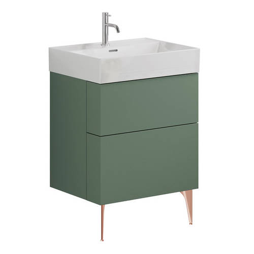 Additional image for Wall Vanity Unit With Bronze Legs (600mm, Green, 1TH).