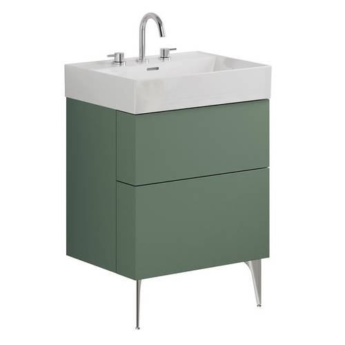 Additional image for Wall Vanity Unit With Steel Legs (600mm, Green, 3TH).