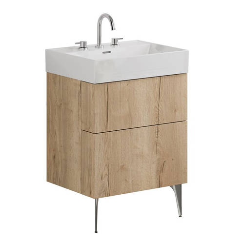 Additional image for Wall Vanity Unit With Slate Legs (600mm, Oak, 3TH).