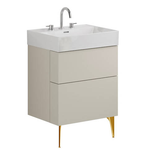 Additional image for Wall Vanity Unit With Bronze Legs (600mm, Stone, 3TH).