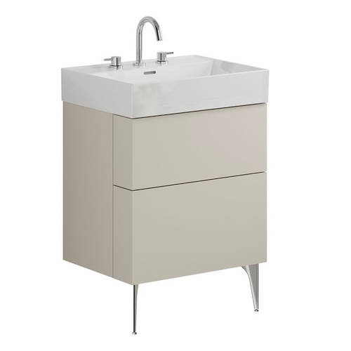 Additional image for Wall Vanity Unit With Chrome Legs (600mm, Stone, 3TH).