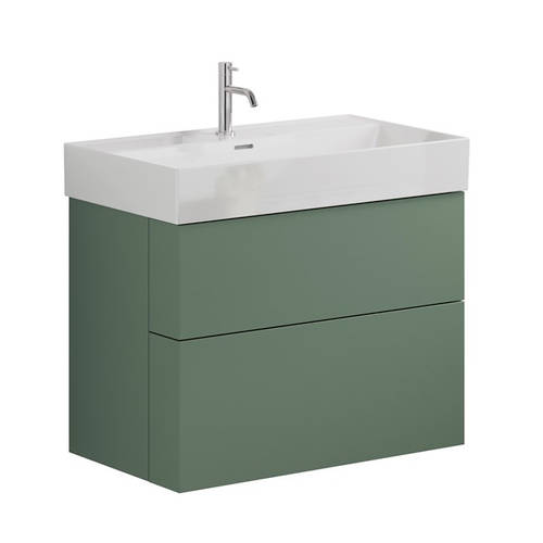 Additional image for Wall Hung Vanity Unit With Basin (800mm, Green, 1TH).