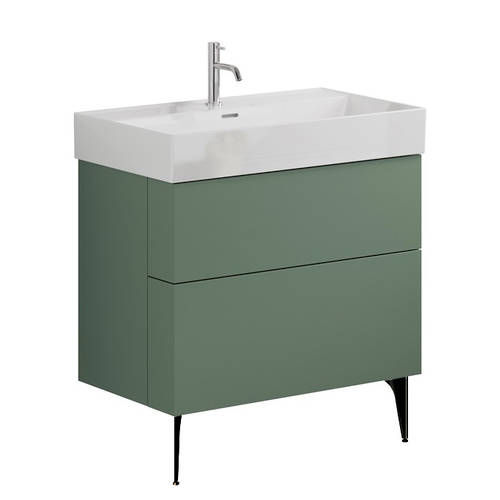 Additional image for Wall Vanity Unit With Black Legs (800mm, Green, 1TH).