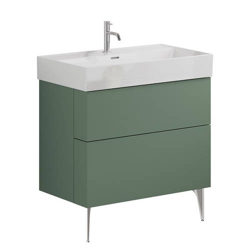 Additional image for Wall Vanity Unit With Steel Legs (800mm, Green, 1TH).