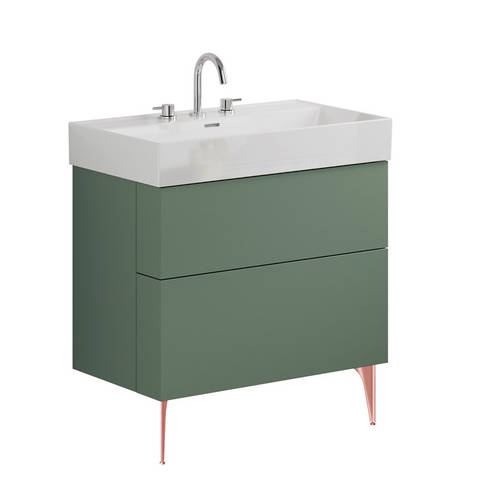 Additional image for Wall Vanity Unit With Bronze Legs (800mm, Green, 3TH).