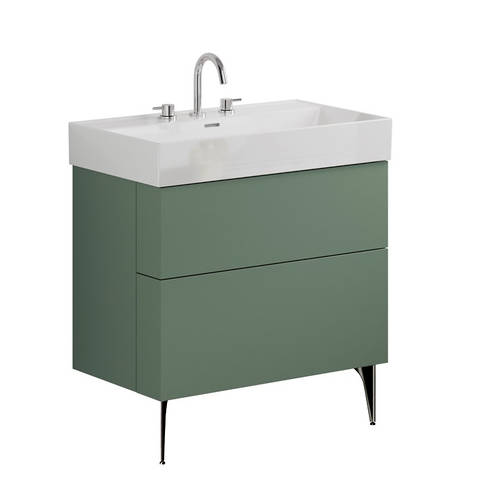 Additional image for Wall Vanity Unit With Black Legs (800mm, Green, 3TH).