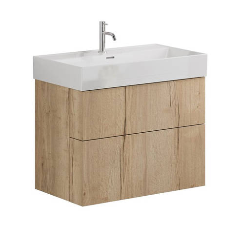 Additional image for Wall Hung Vanity Unit With Basin (800mm, Oak, 1TH).