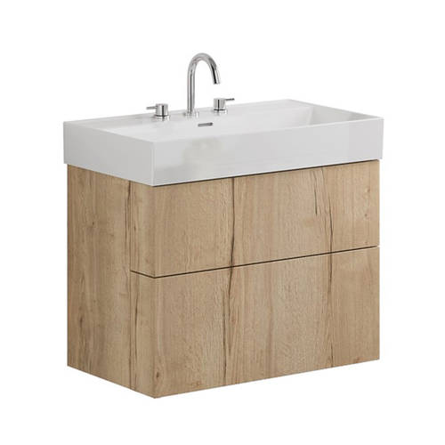 Additional image for Wall Hung Vanity Unit With Basin (800mm, Oak, 3TH).