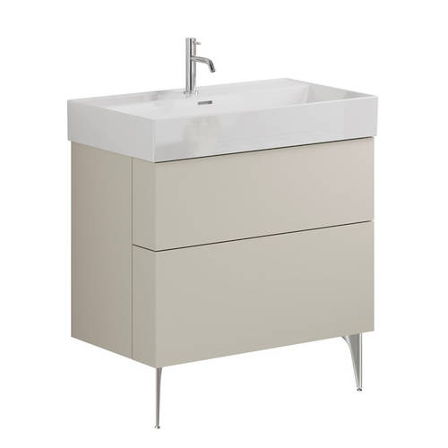 Additional image for Wall Vanity Unit With Chrome Legs (800mm, Stone, 1TH).