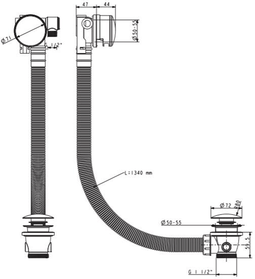 Additional image for Bath Filler Waste With Overflow (Brushed Bronze).