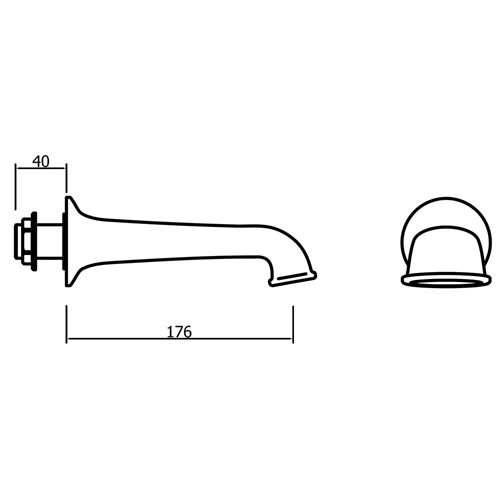 Additional image for Traditional Bath Filler Spout (Brushed Brass).