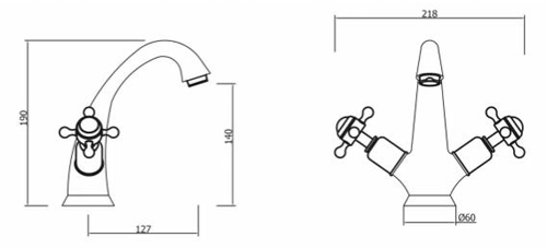 Additional image for Highneck Basin Mixer Tap (Crosshead, Chrome).