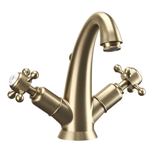 Additional image for Highneck Basin Mixer Tap (Crosshead, Brushed Brass).