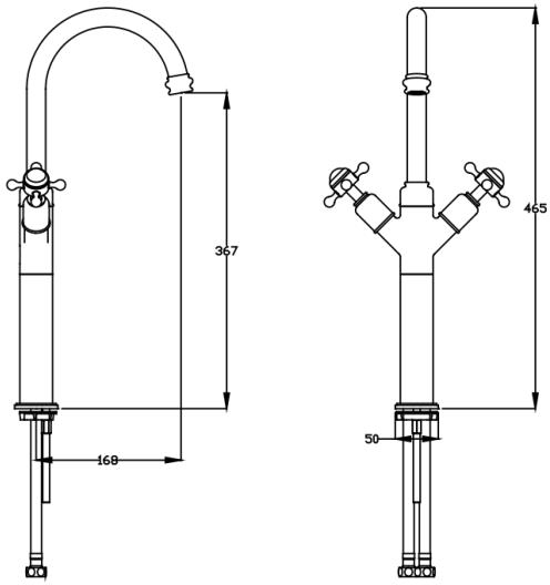 Additional image for Tall Basin Mixer Tap (Crosshead, Brushed Brass).