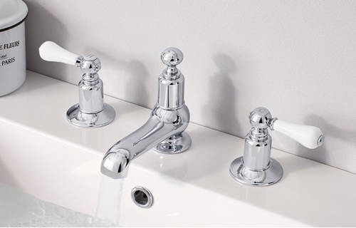 Additional image for 3 Hole Basin Mixer Tap With Waste (Lever, Chrome).