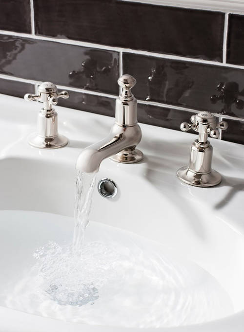 Additional image for 3 Hole Basin Tap With Waste (Crosshead, Br Nickel).