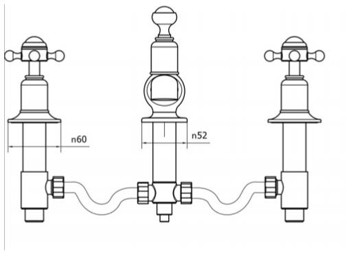 Additional image for 3 Hole Basin Tap With Waste (Crosshead, Unlac Brass).
