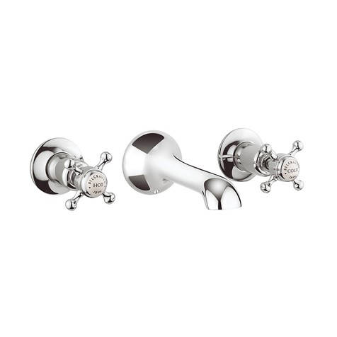 Additional image for 3 Hole Wall Mounted Basin Tap (Crosshead, Chrome).