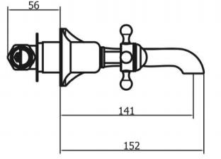 Additional image for 3 Hole Wall Mounted Basin Tap (Crosshead,  Un Brass).
