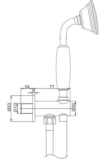 Additional image for Shower Handset, Wall Outlet & Hose (Brushed Brass).