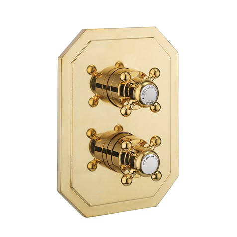 Additional image for Crossbox 2 Outlet Shower Valve (Unlacquered Brass).