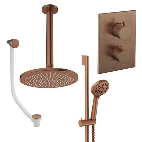 Additional image for Crossbox Shower Set 10 300mm Head & Ceiling Arm (Brushed Bronze).