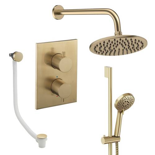Additional image for Crossbox Shower Set 10 200mm (Brushed Brass).