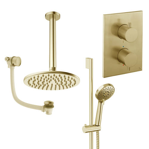 Additional image for Crossbox Shower Set 10 200mm Head & Ceiling Arm (Brushed Brass).