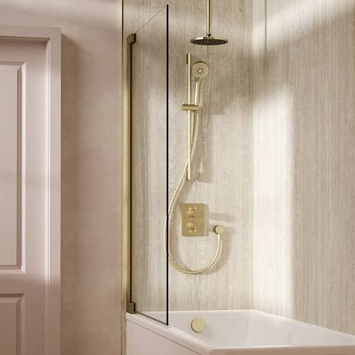 Additional image for Crossbox Shower Set 10 200mm Head & Ceiling Arm (Brushed Brass).