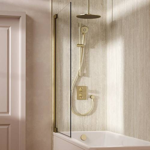 Additional image for Crossbox Shower Set 10 300mm Head & Ceiling Arm (Brushed Brass).