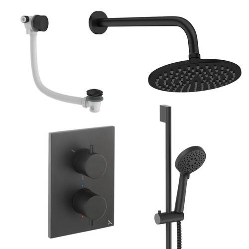 Additional image for Crossbox Shower Set 10 200mm (Matt Black).