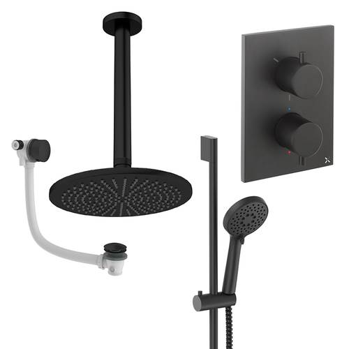 Additional image for Crossbox Shower Set 10 300mm Head & Ceiling Arm (Matt Black).