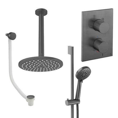 Additional image for Crossbox Shower Set 10 200mm Head & Ceiling Arm (Slate).