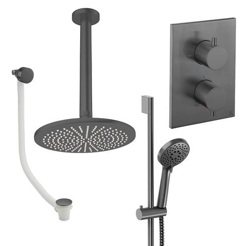 Additional image for Crossbox Shower Set 10 300mm Head & Ceiling Arm (Slate).