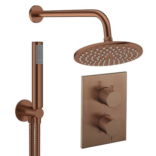 Additional image for Crossbox Shower Set 3 200mm Head & Handset (Brushed Bronze).
