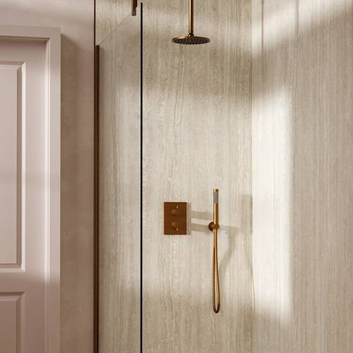 Additional image for Crossbox Shower Set 3 200mm Head & Handset (Brushed Bronze).