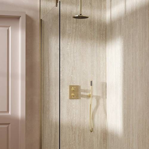 Additional image for Crossbox Shower Set 3 200mm Head & Handset (Brushed Brass).