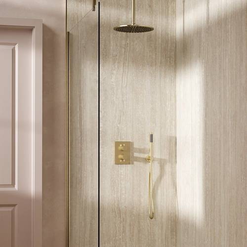 Additional image for Crossbox Shower Set 3 300mm Head & Handset (Brushed Brass).