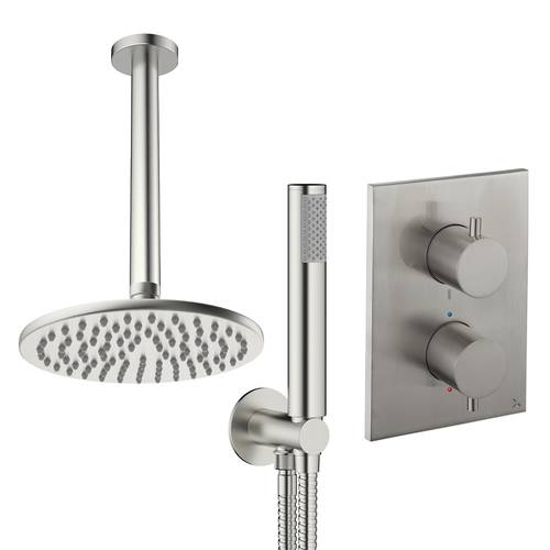 Additional image for Crossbox Shower Set 3 200mm Head & Handset (Brushed Nickel).