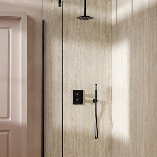 Additional image for Crossbox Shower Set 3 200mm Head & Handset (Matt Black).