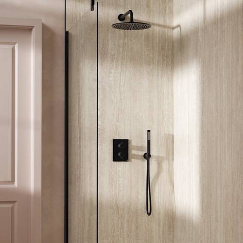Additional image for Crossbox Shower Set 3 300mm Head & Handset (Matt Black).
