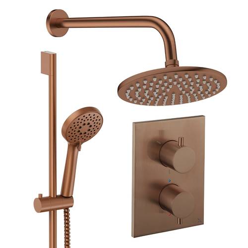Additional image for Crossbox Shower Set 4 200mm Head & Slide Rail Kit (Brushed Bronze).