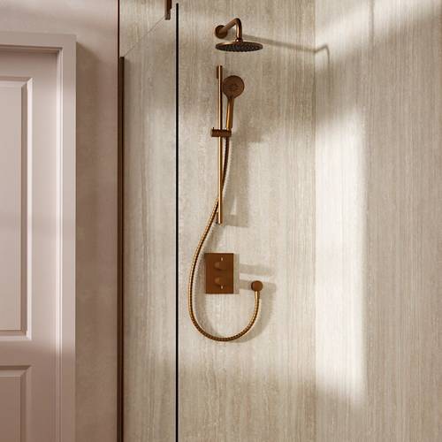 Additional image for Crossbox Shower Set 4 200mm Head & Slide Rail Kit (Brushed Bronze).