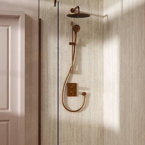 Additional image for Crossbox Shower Set 4 300mm Head & Slide Rail Kit (Brushed Bronze).