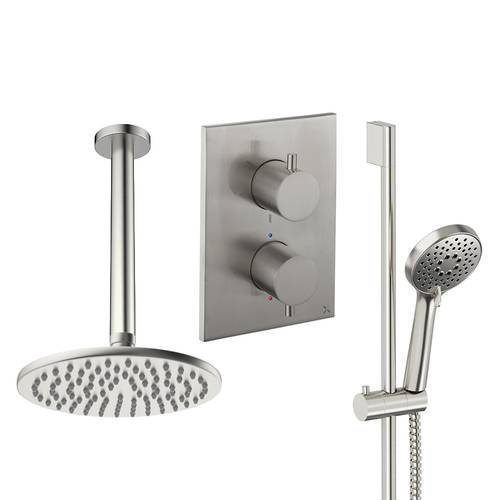 Additional image for Crossbox Shower Set 4 200mm Head & Slide Rail Kit (Brushed Nickel).