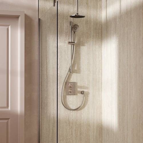 Additional image for Crossbox Shower Set 4 200mm Head & Slide Rail Kit (Brushed Nickel).