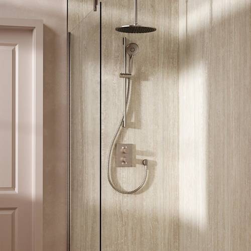 Additional image for Crossbox Shower Set 4 300mm Head & Slide Rail Kit (Brushed Nickel).