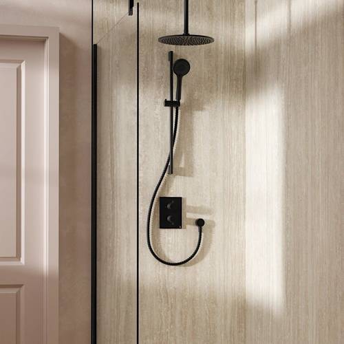 Additional image for Crossbox Shower Set 4 300mm Head & Slide Rail Kit (Matt Black).